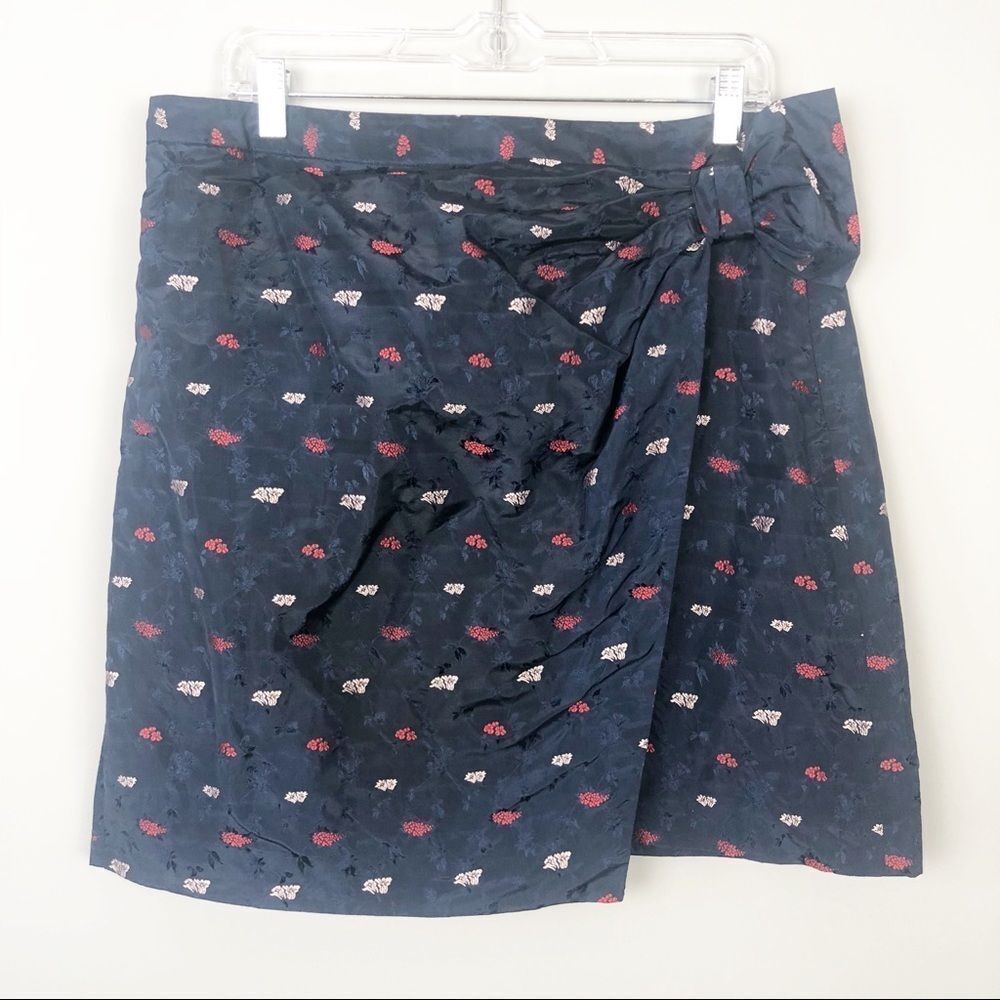BANANA REPUBLIC | Navy Blue Faux Wrap Floral Print Skirt Women’s Size 12